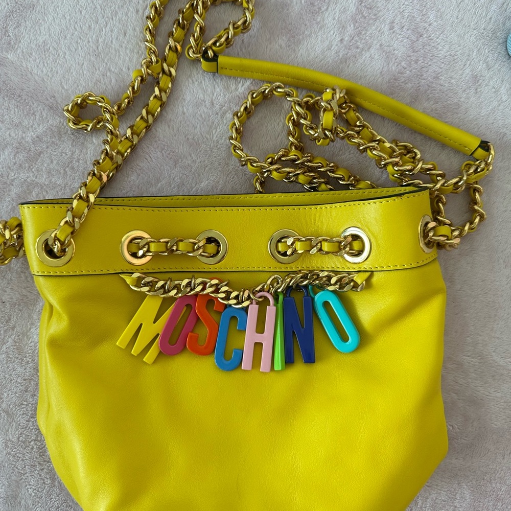 Moschino Yellow Crossbody Bag with Chain Straps
